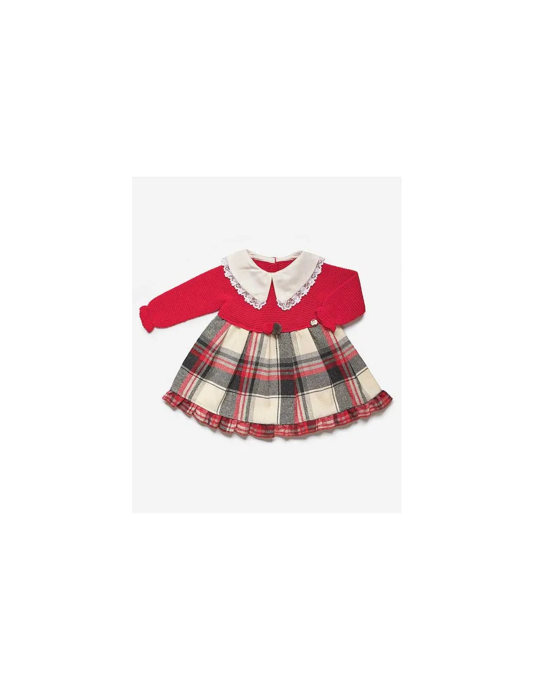 Vestido Cuerpo Punto Rojo Tela Cuadros  Juliana Baby Clothes