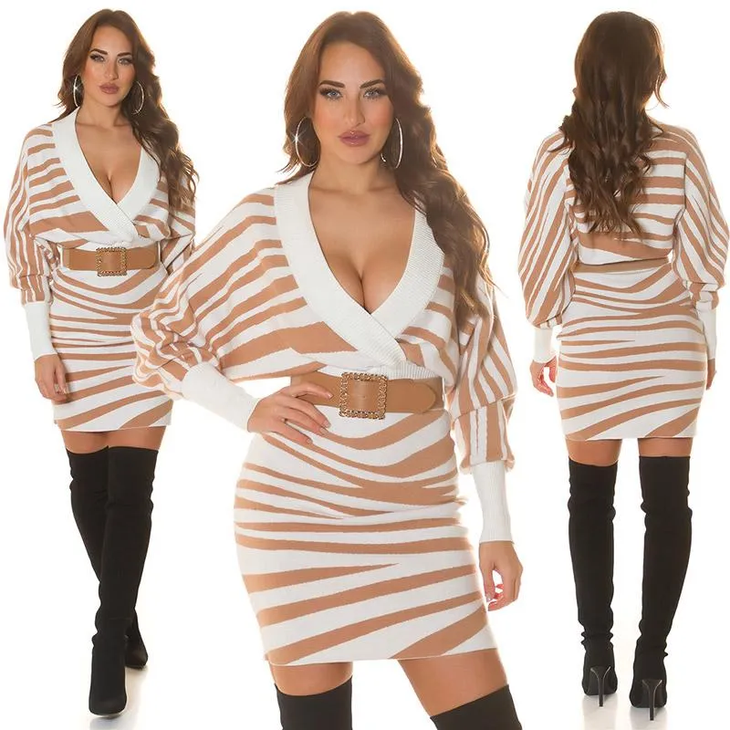 Vestido de punto con estampado blanco