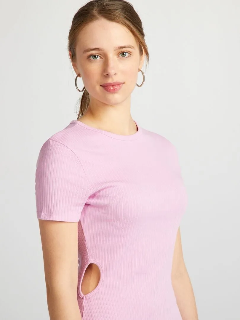 VESTIDO DE TUBO DE PUNTO DE CANALé CON ABERTURAS  PURPURA