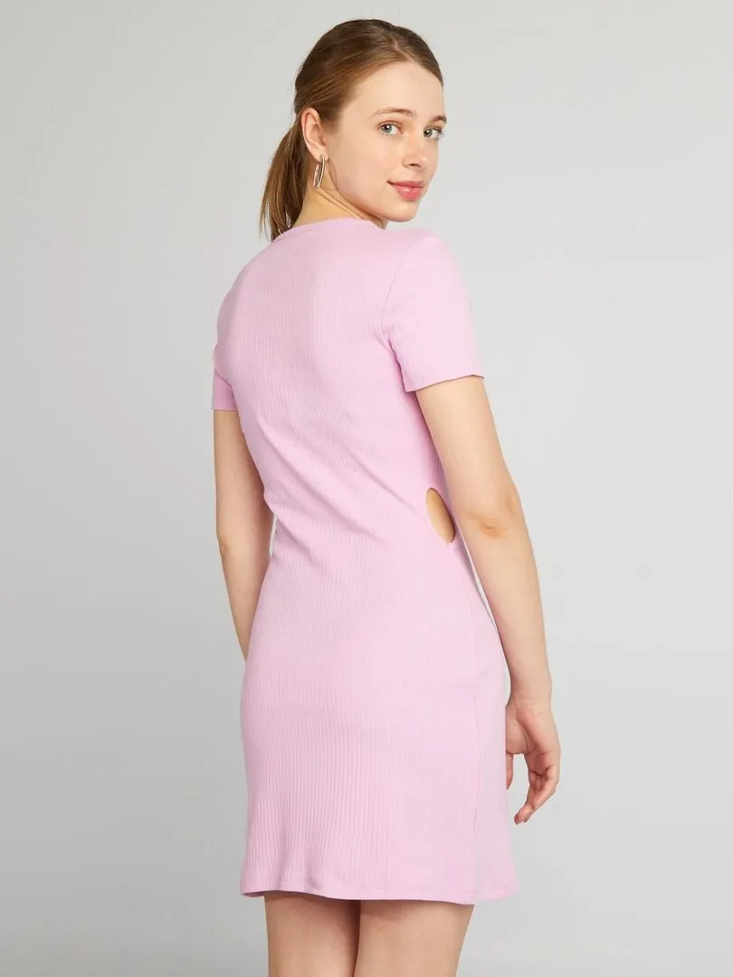 VESTIDO DE TUBO DE PUNTO DE CANALé CON ABERTURAS  PURPURA