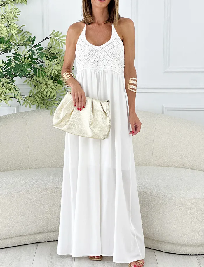 Vestido diamond crochet blanco