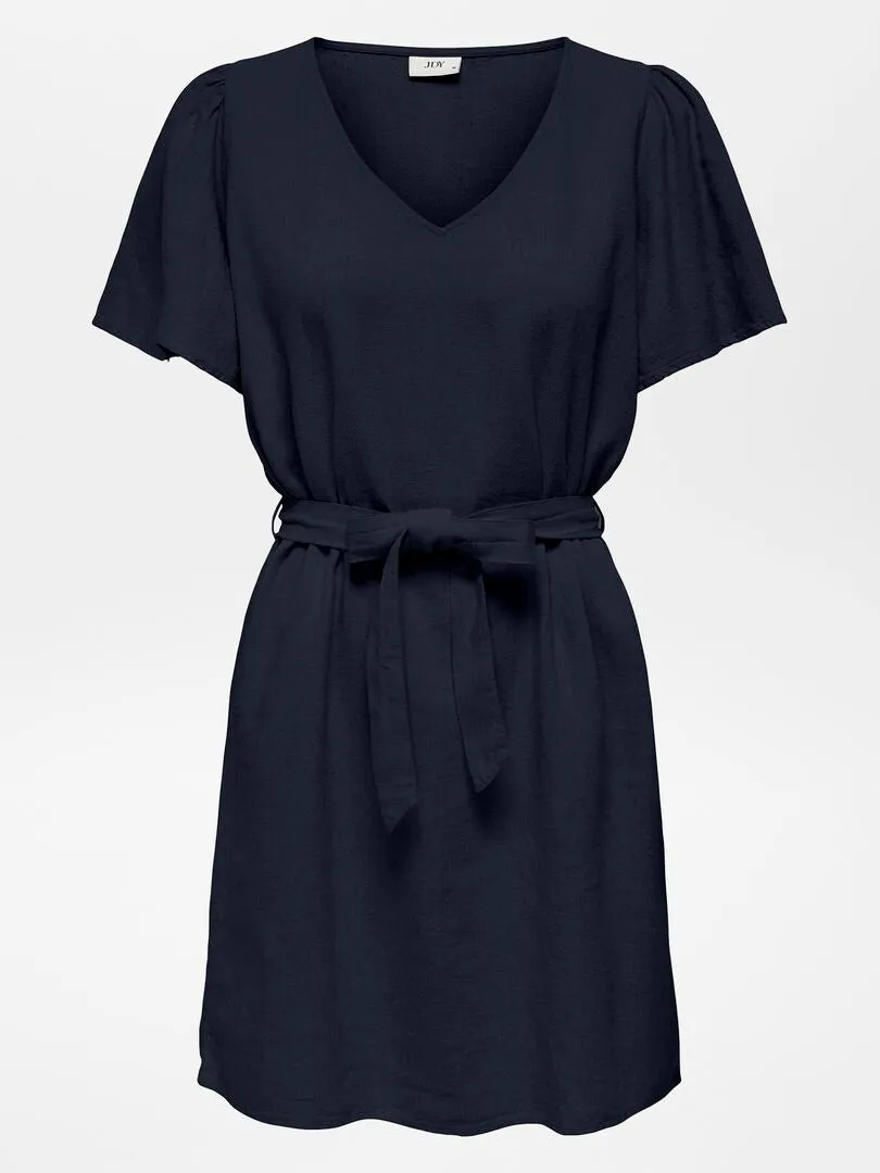 VESTIDO ENTALLADO DE LINO 'JDY'  AZUL