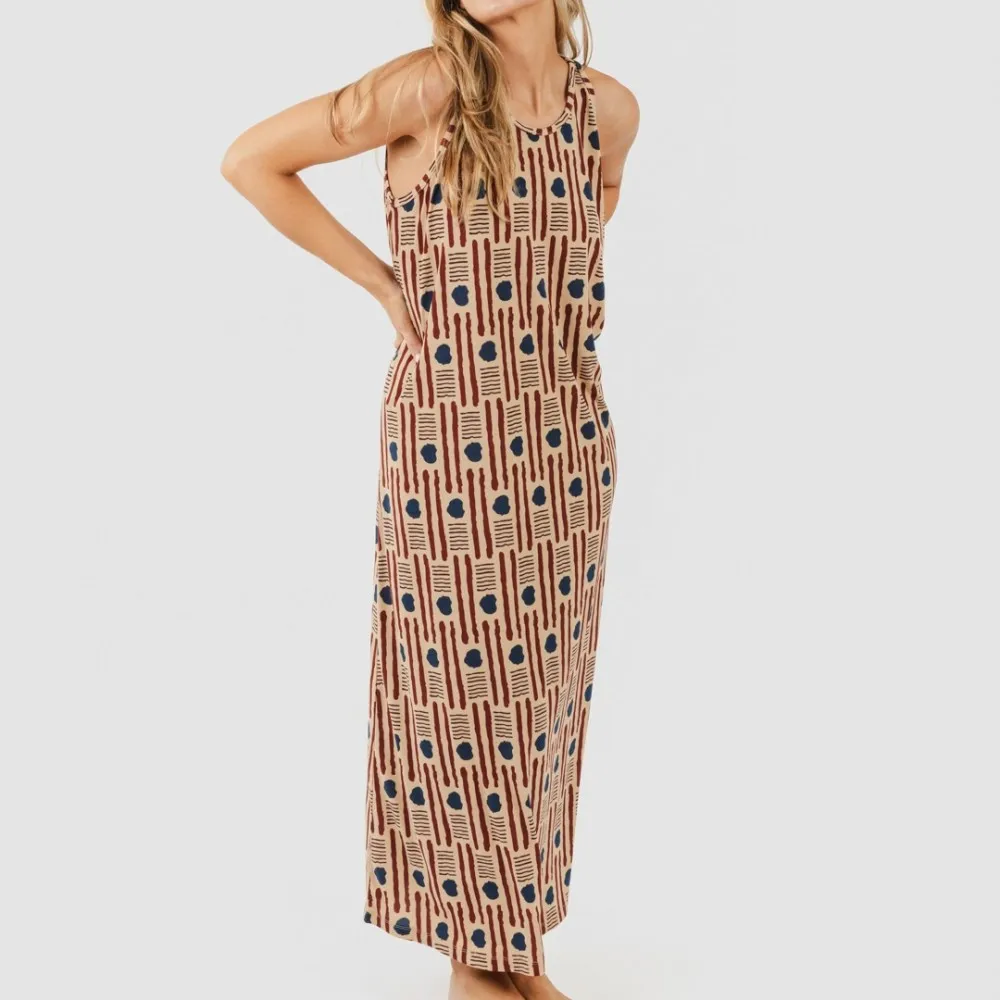 Vestido largo tirantes crepe Fresno