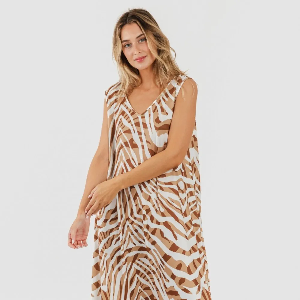 Vestido largo tirantes soft Neus marron