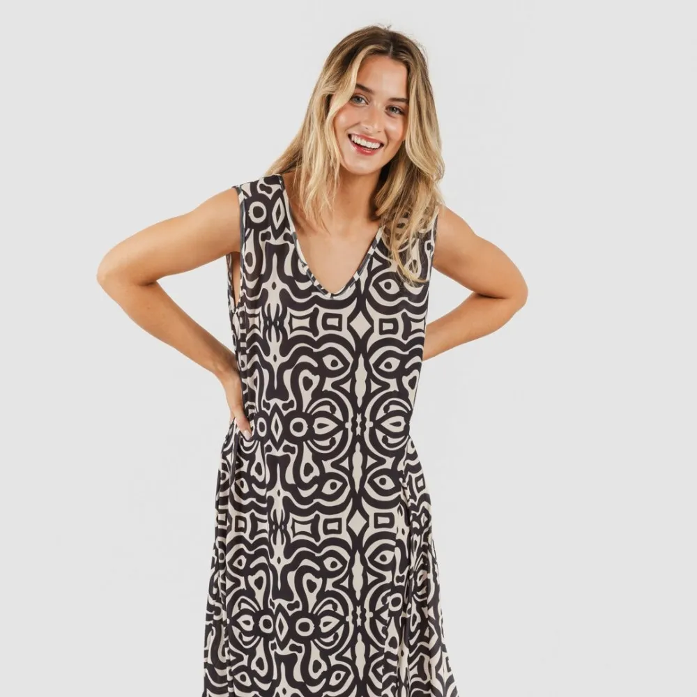 VESTIDO LARGO TIRANTES SOFT PREMURA  BEIGE  NEGRO