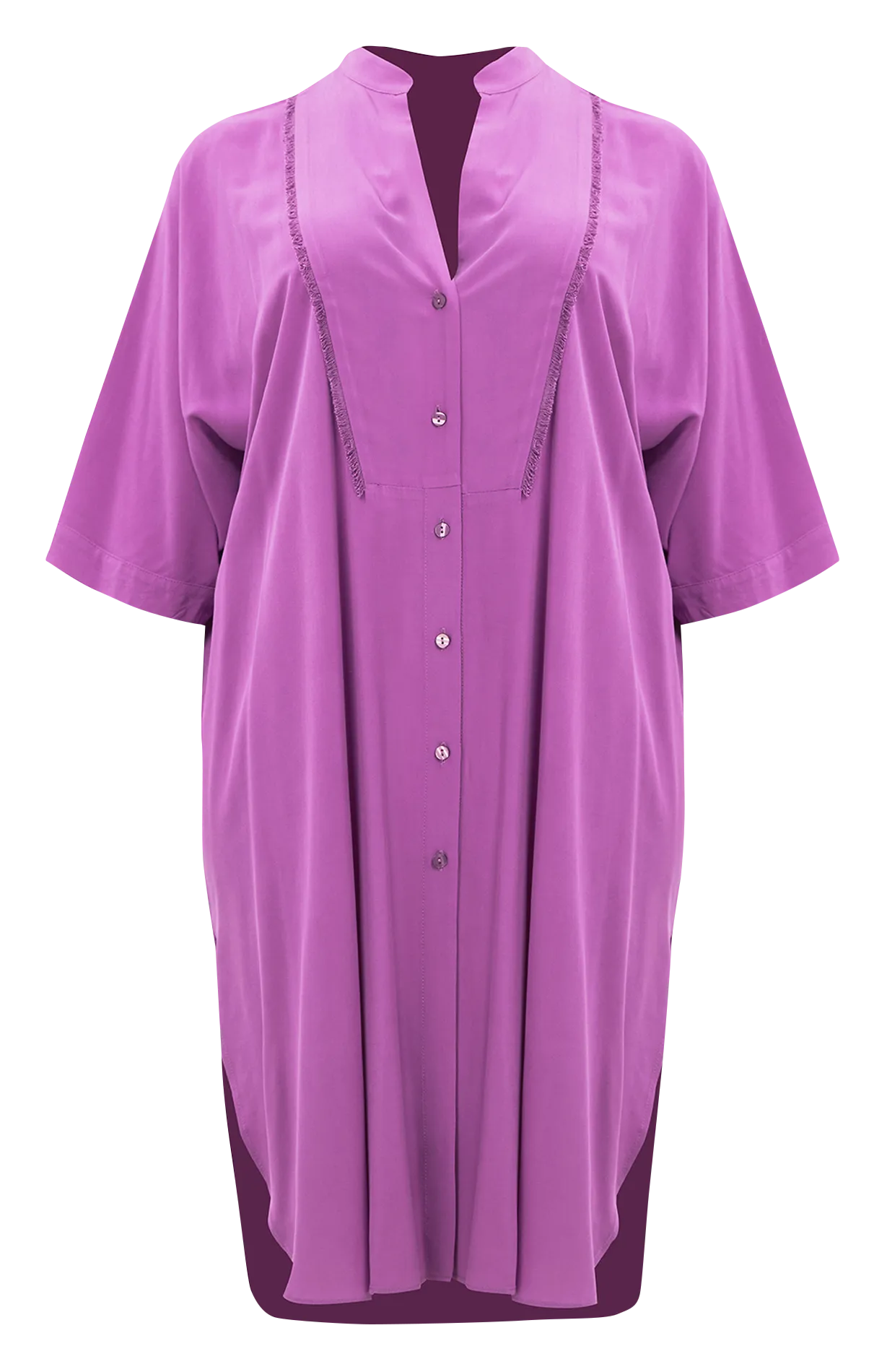 Vestido midi con cuello de pico asimétrico en violeta
