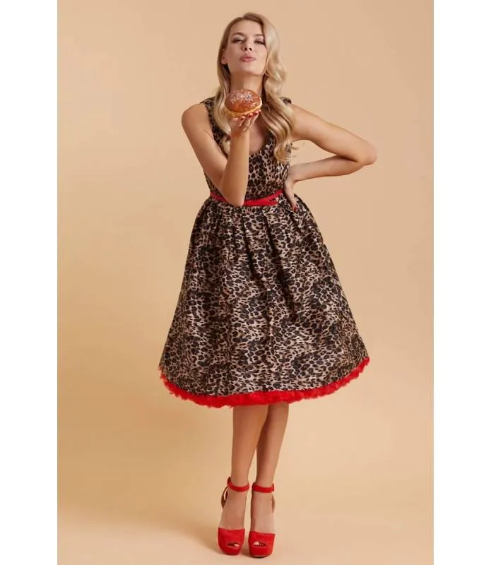 VESTIDO RETRO AMANDA ESTAMPADO LEOPARDO DOLLY AND DOTTY V950TIGER