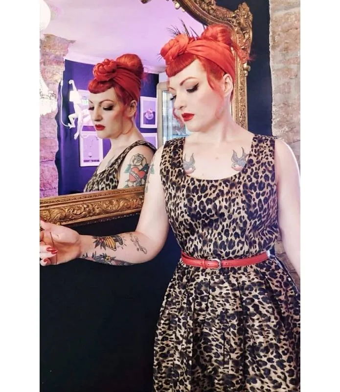 VESTIDO RETRO AMANDA ESTAMPADO LEOPARDO DOLLY AND DOTTY V950TIGER