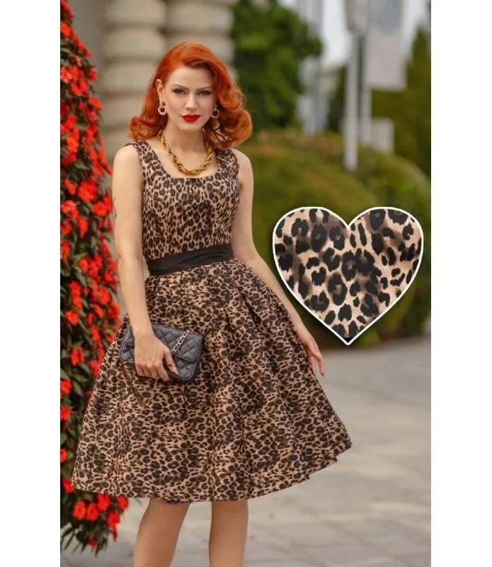 VESTIDO RETRO AMANDA ESTAMPADO LEOPARDO DOLLY AND DOTTY V950TIGER