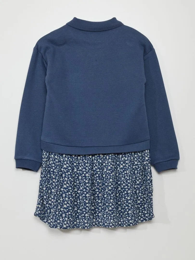 VESTIDO TIPO SUDADERA 2 EN 1 ESTAMPADO  AZUL
