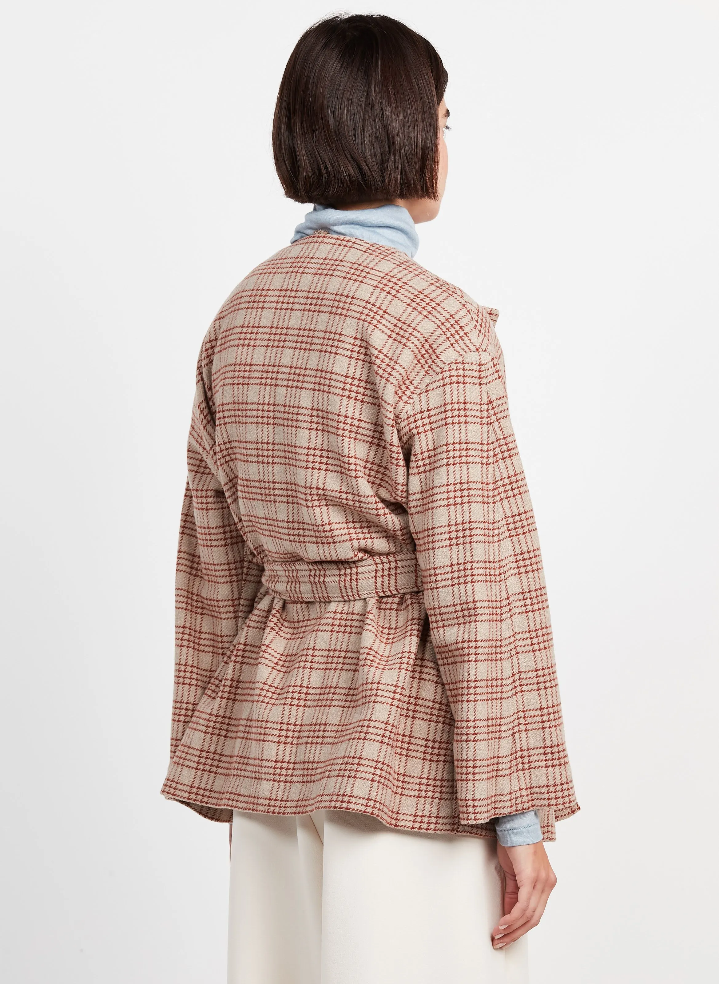 VIELLO  CHAQUETA DE MEZCLA DE LANA A CUADROS EN BEIGE