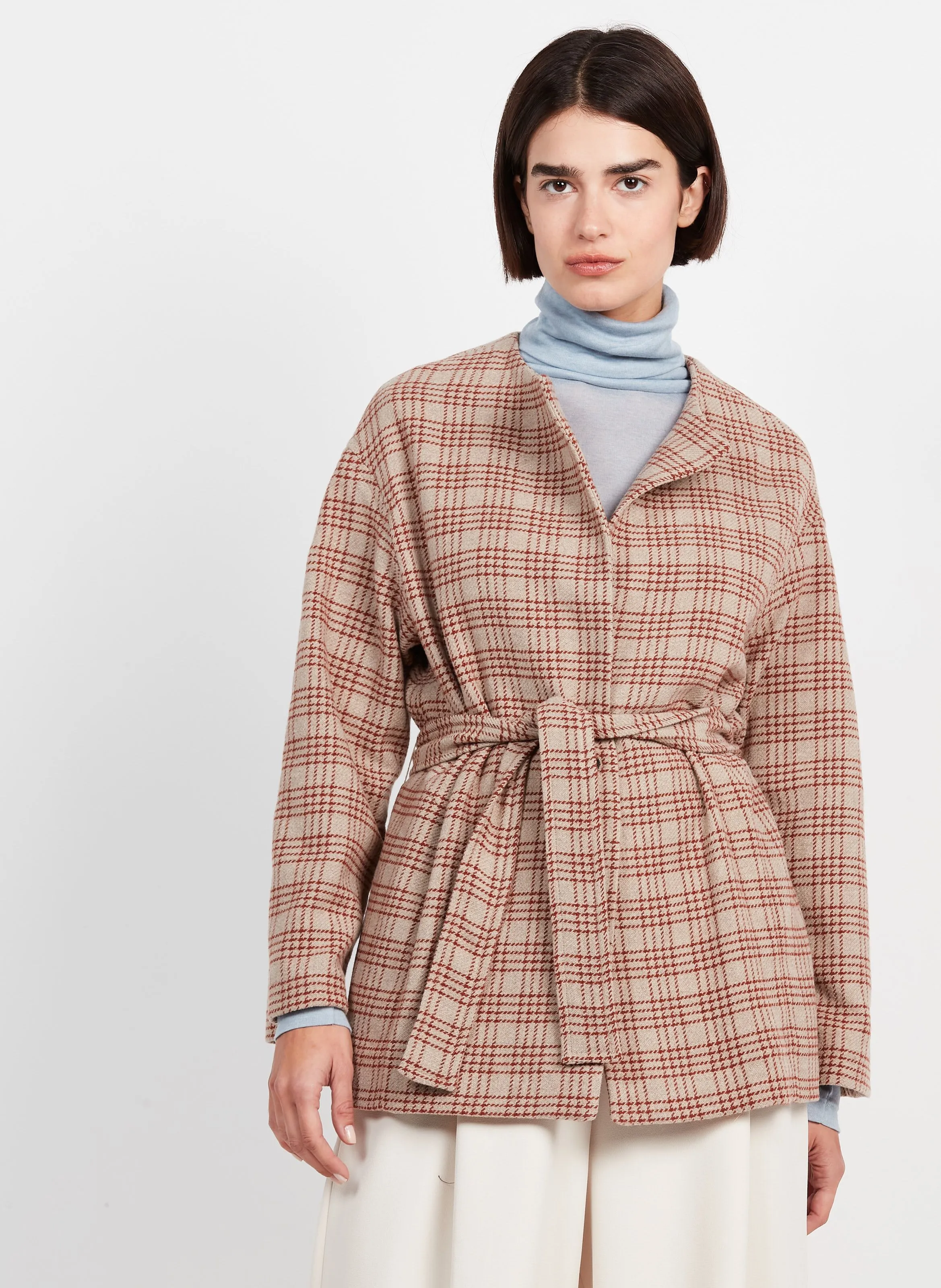 VIELLO  CHAQUETA DE MEZCLA DE LANA A CUADROS EN BEIGE