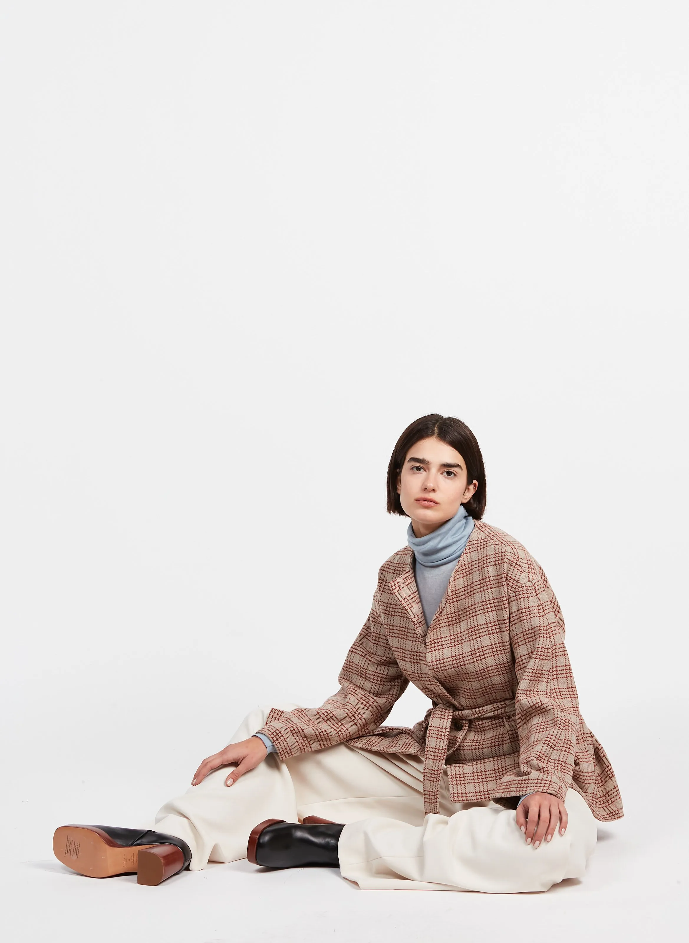 VIELLO  CHAQUETA DE MEZCLA DE LANA A CUADROS EN BEIGE
