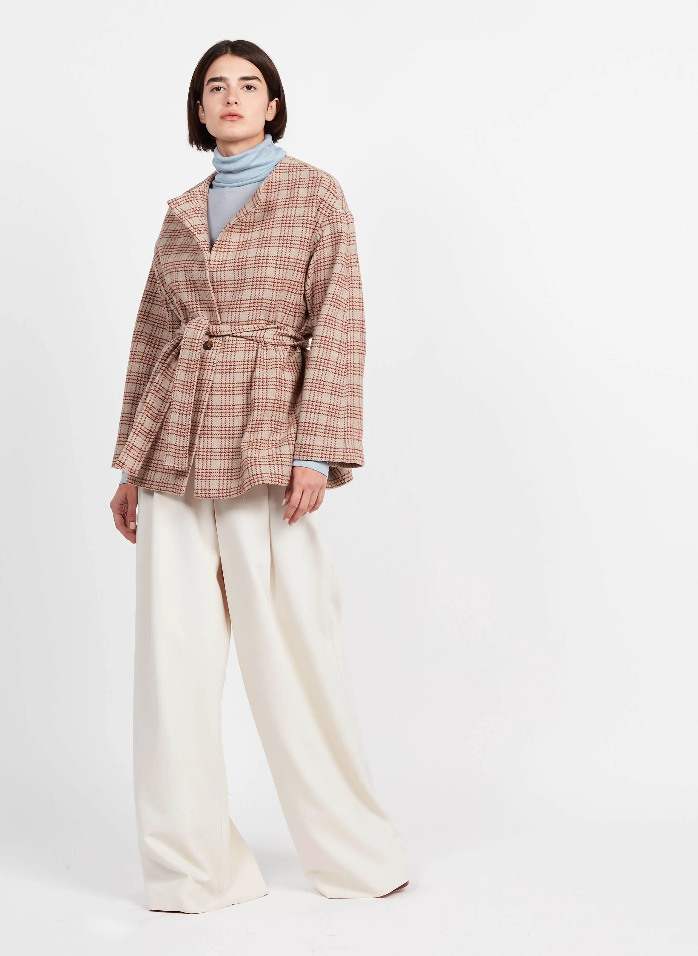 VIELLO  CHAQUETA DE MEZCLA DE LANA A CUADROS EN BEIGE