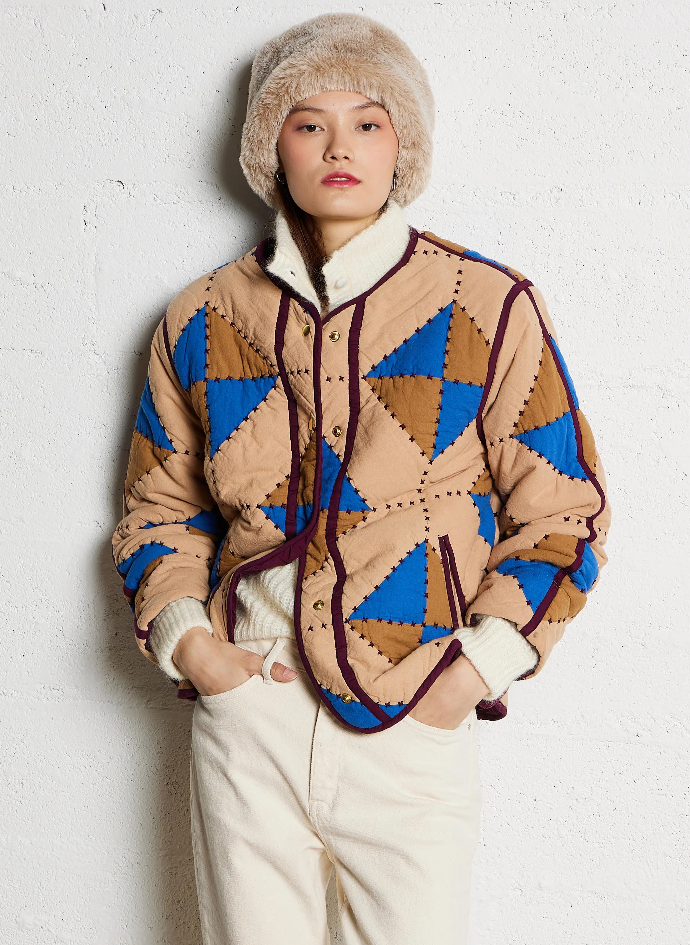 VULCA  CHAQUETA DE ALGODóN ORGáNICO CON CUELLO REDONDO EN MULTICOLOR