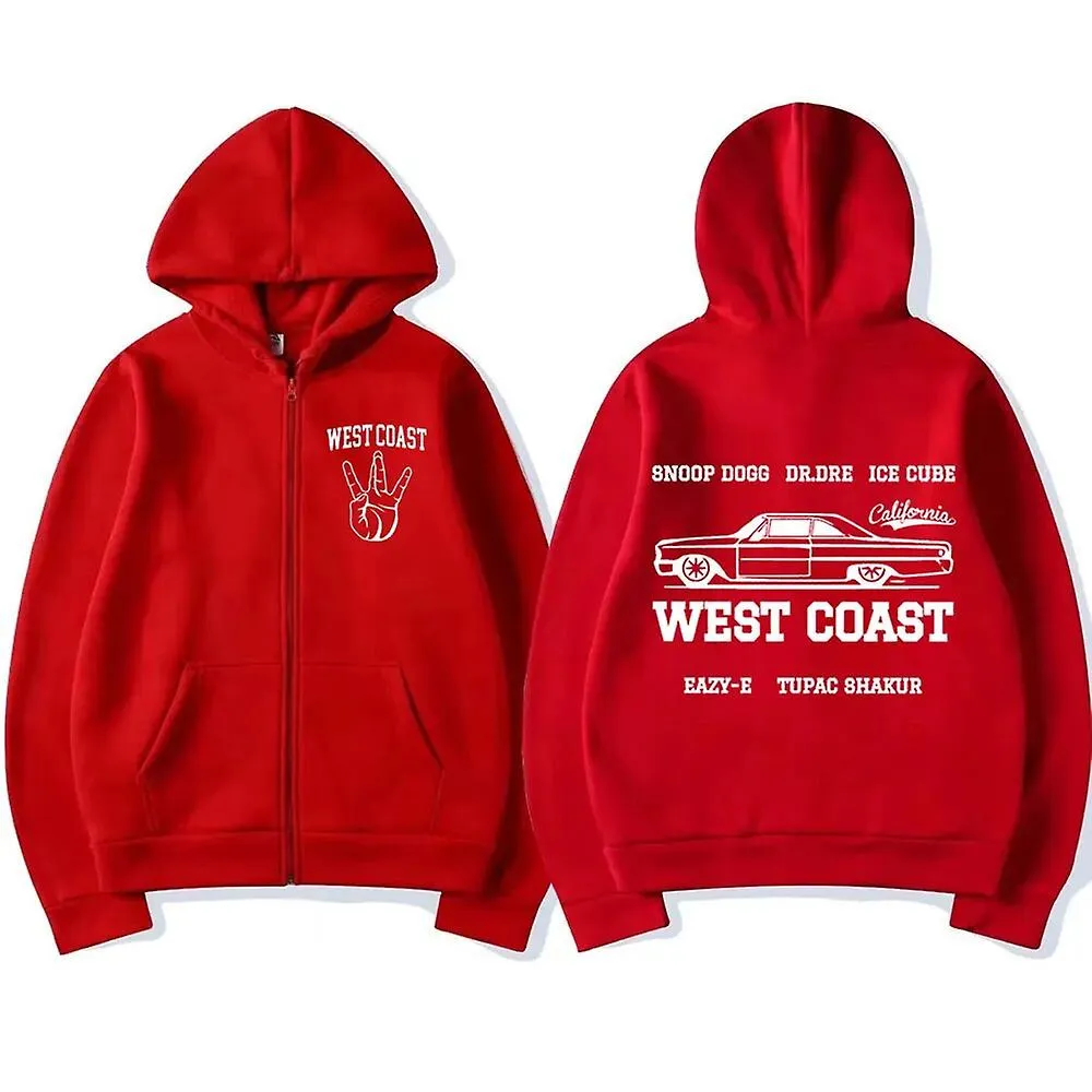 West Coast Rapper Zip Up Sudaderas con capucha Hip Hop Snoop Dogg Dr Dre Cool Print Zipper Jacket Sudaderas Hombres Mujeres Casu