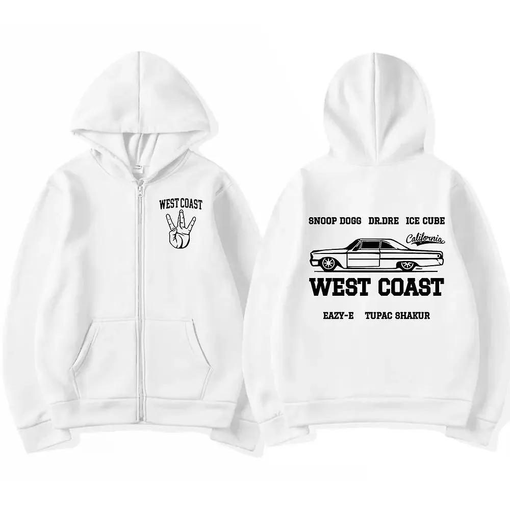 West Coast Rapper Zip Up Sudaderas con capucha Hip Hop Snoop Dogg Dr Dre Cool Print Zipper Jacket Sudaderas Hombres Mujeres Casu