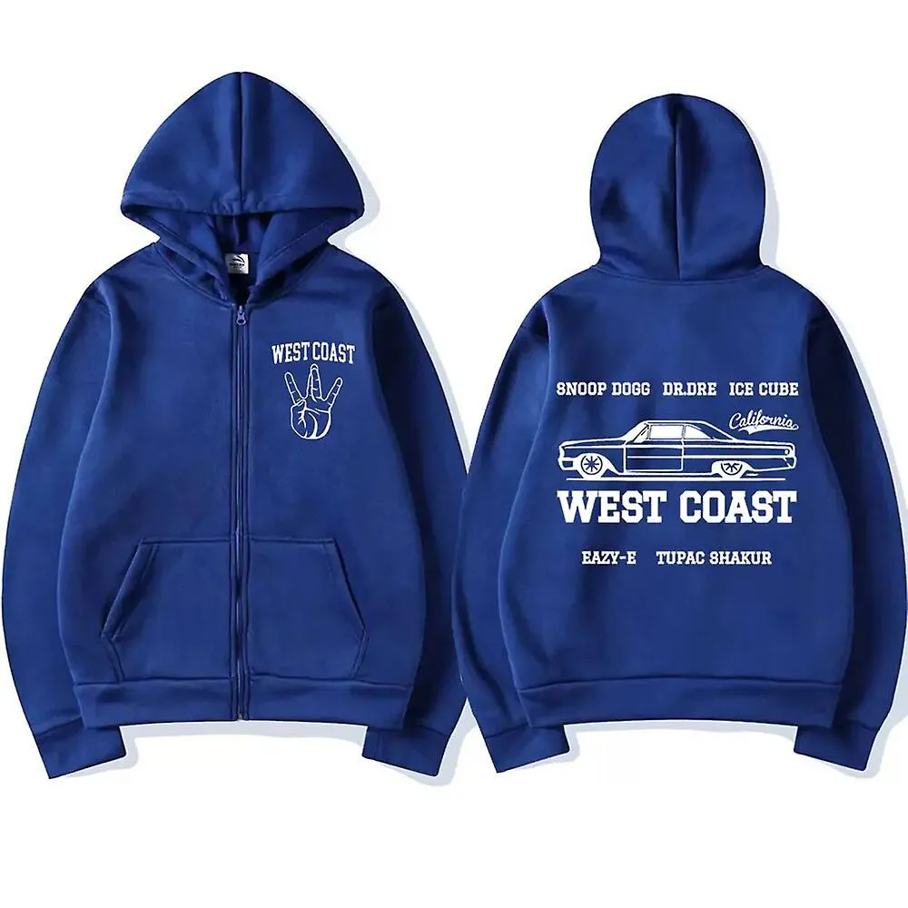 West Coast Rapper Zip Up Sudaderas con capucha Hip Hop Snoop Dogg Dr Dre Cool Print Zipper Jacket Sudaderas Hombres Mujeres Casu