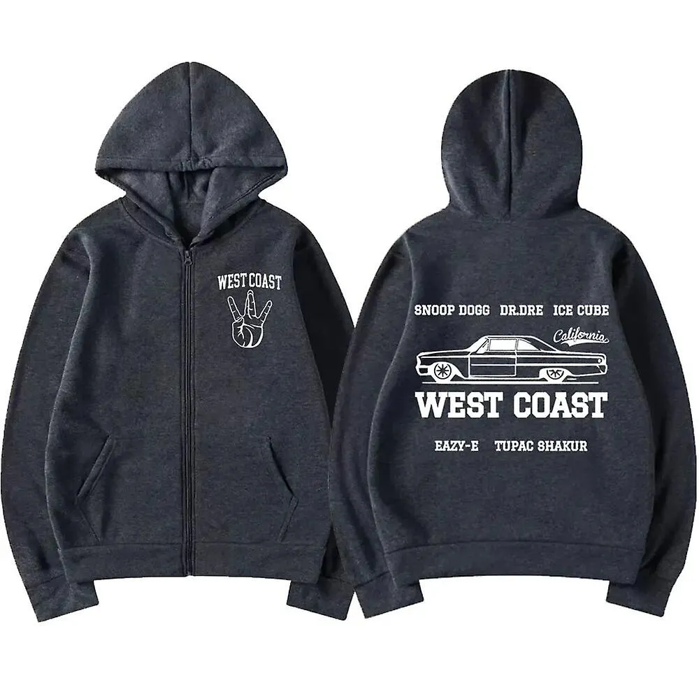 West Coast Rapper Zip Up Sudaderas con capucha Hip Hop Snoop Dogg Dr Dre Cool Print Zipper Jacket Sudaderas Hombres Mujeres Casu