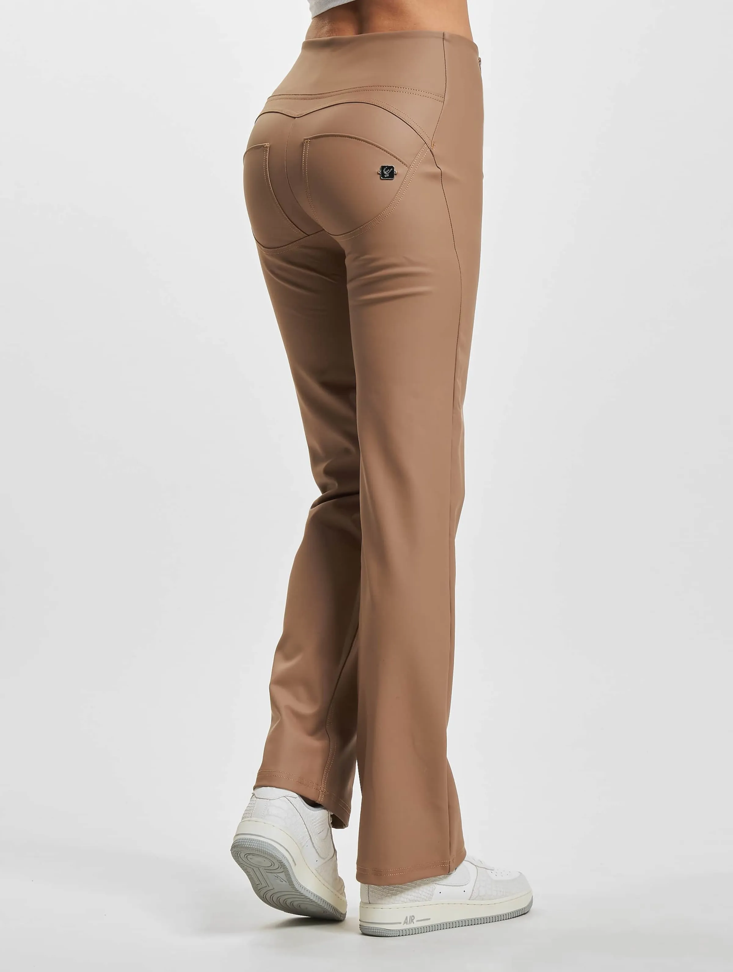WRUP Vegan Leather Damen Push Up High Waist Cropped Wide Leg 