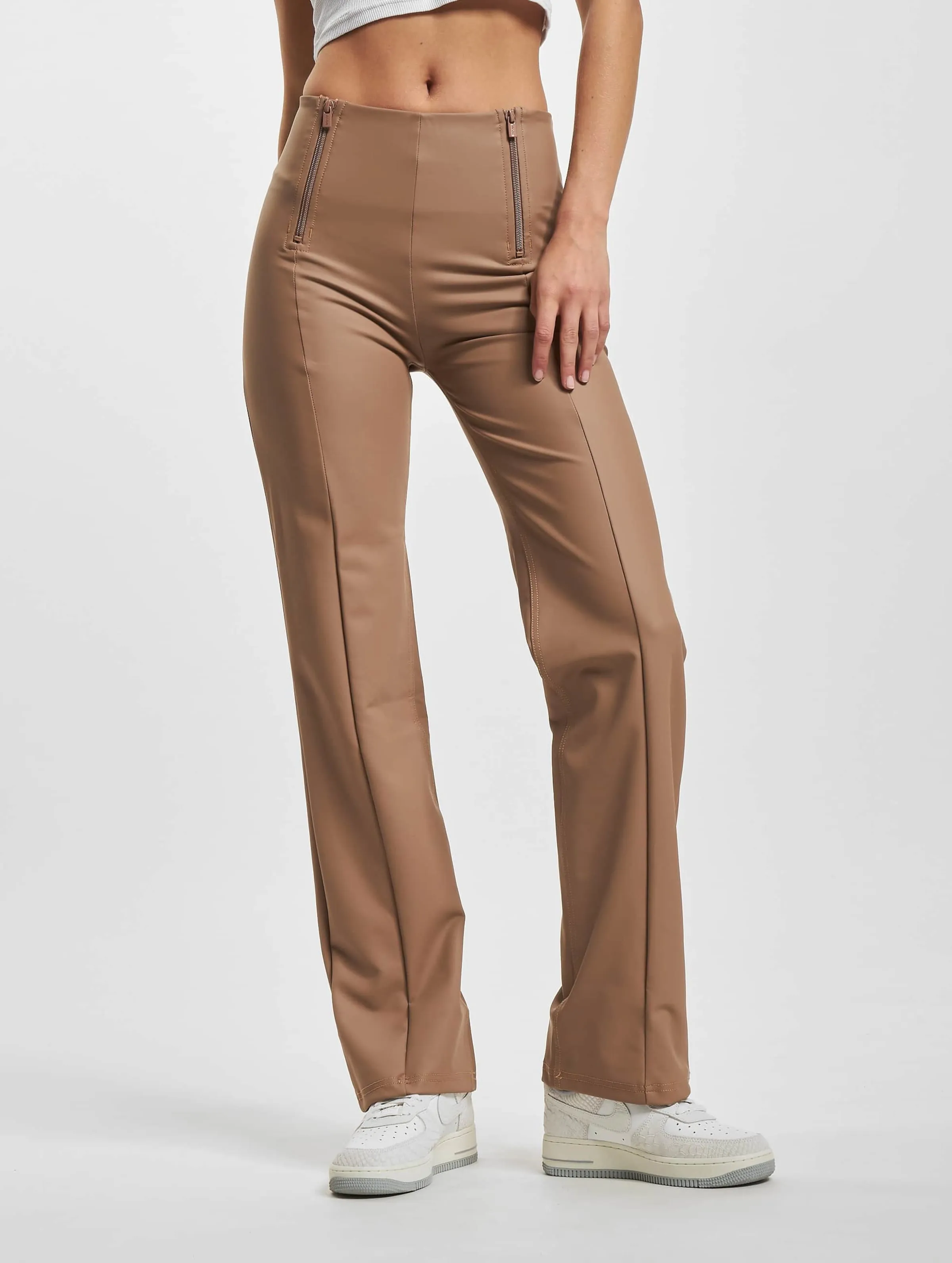 WRUP Vegan Leather Damen Push Up High Waist Cropped Wide Leg 