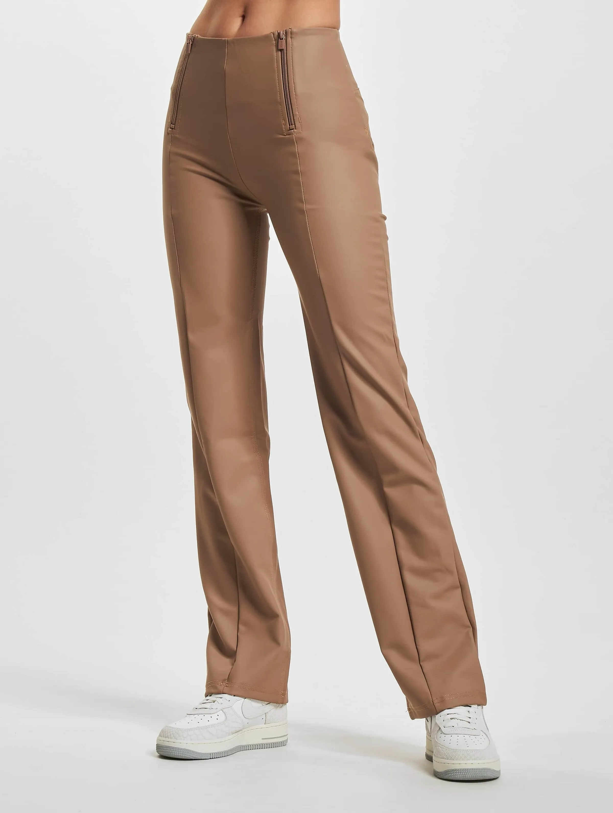 WRUP Vegan Leather Damen Push Up High Waist Cropped Wide Leg 