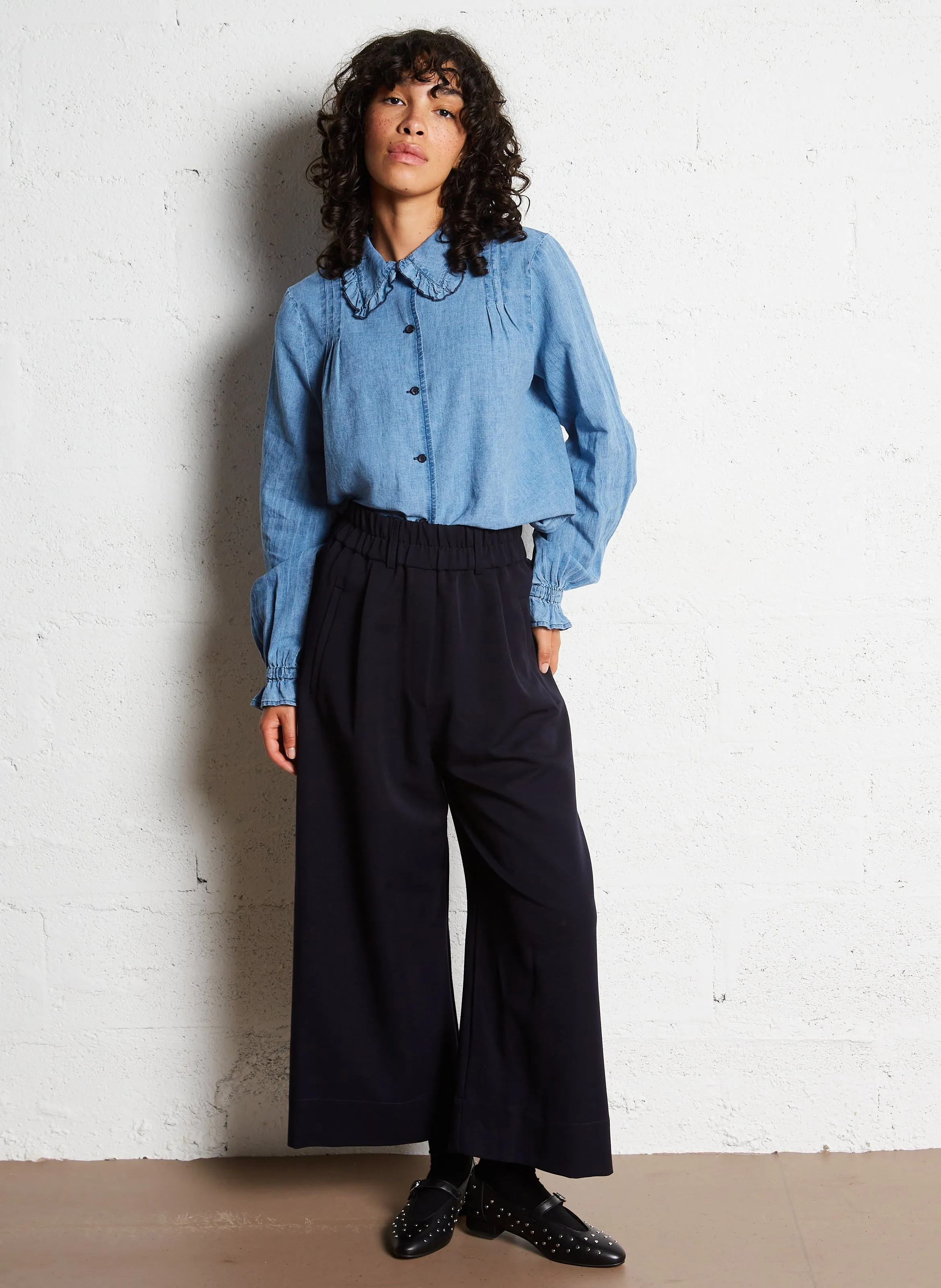 YUMI  PANTALóN ANCHO EN AZUL