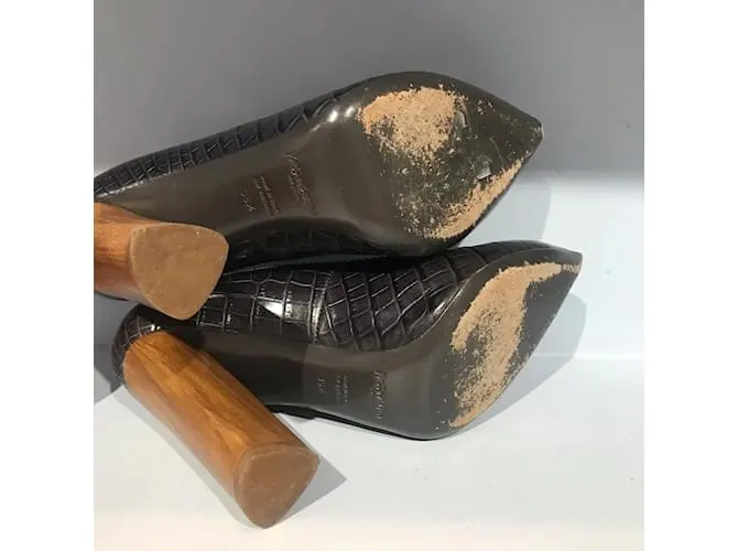 YVES SAINT LAURENT Tacones T.UE 35.5 cuero Gris 