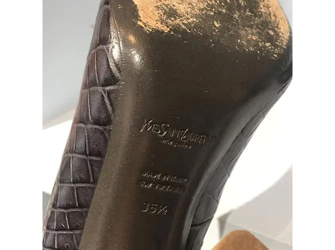 YVES SAINT LAURENT Tacones T.UE 35.5 cuero Gris 