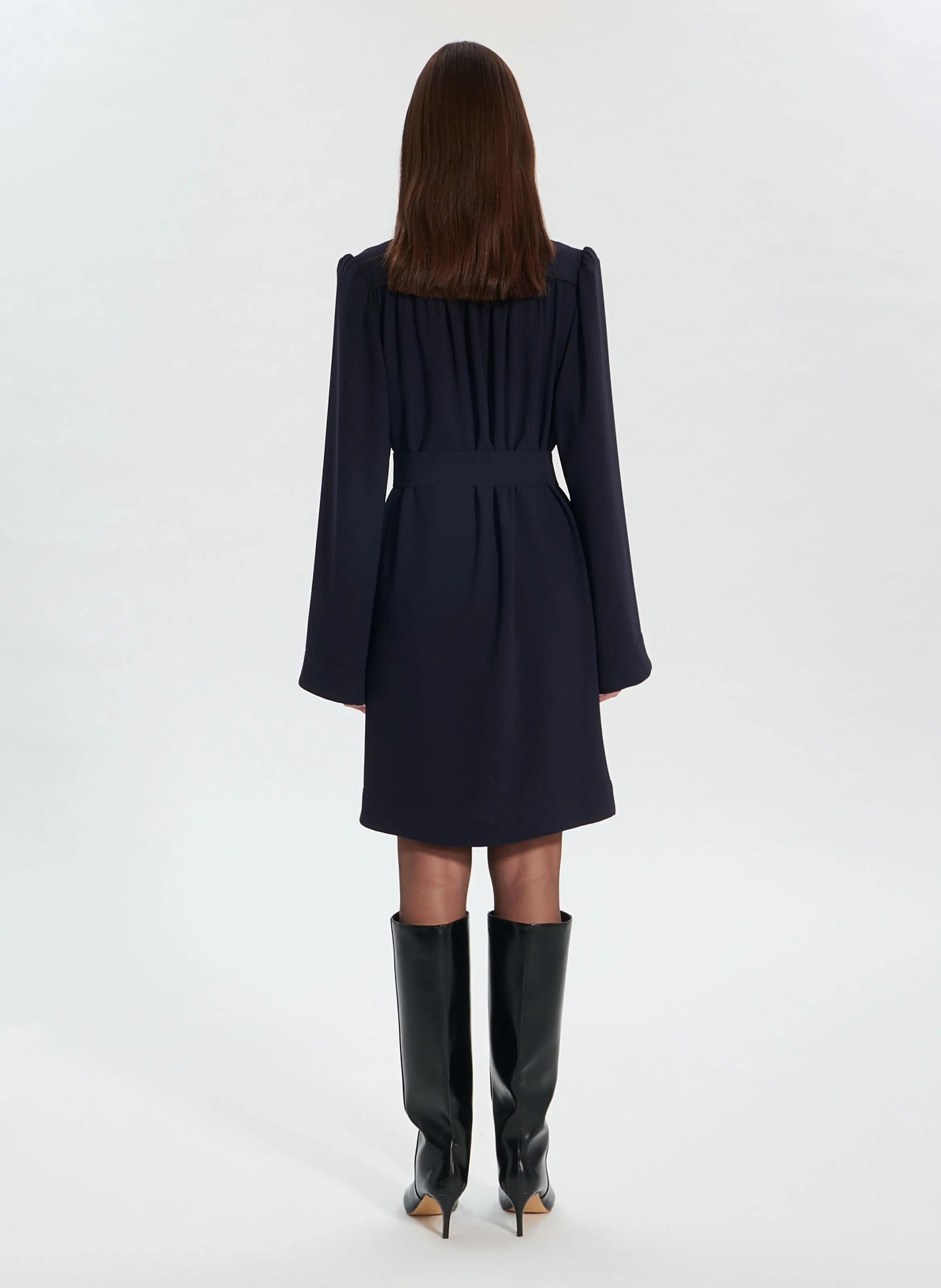 ZAPA RETILIA  VESTIDO CORTO CON CUELLO DE PICO EN AZUL