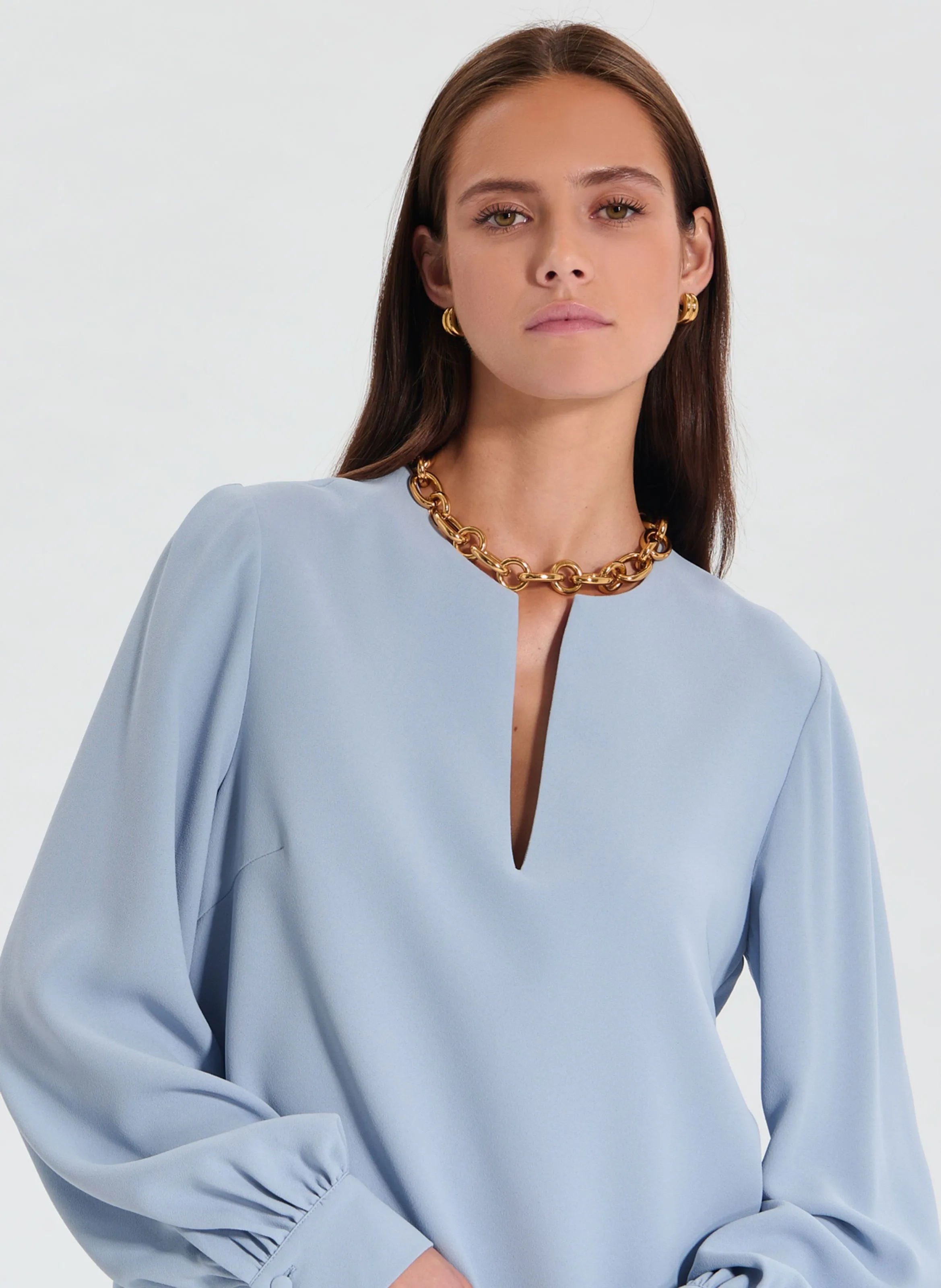 ZAPA RHEALA  VESTIDO CORTO CON CUELLO DE PICO EN AZUL