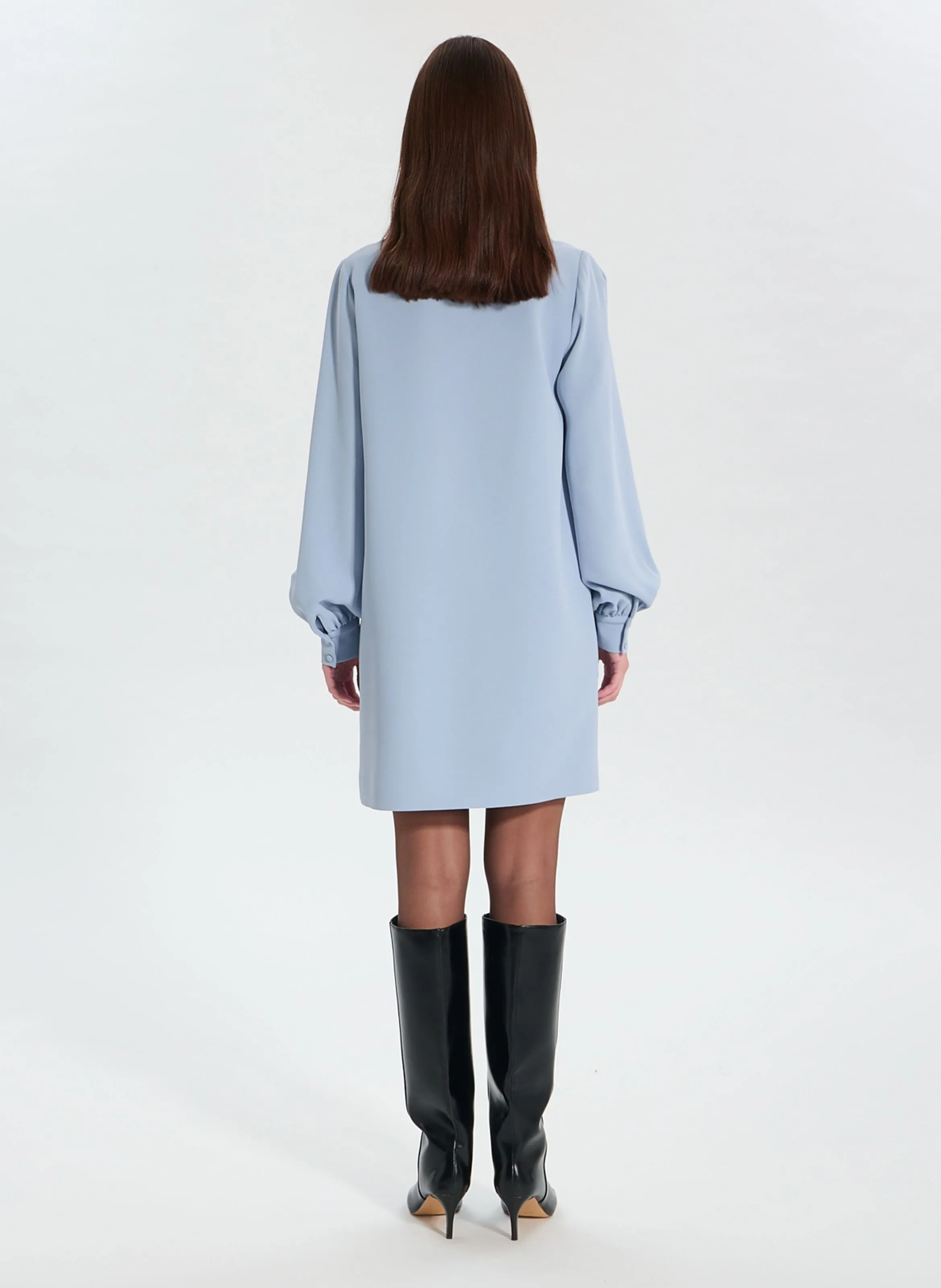 ZAPA RHEALA  VESTIDO CORTO CON CUELLO DE PICO EN AZUL