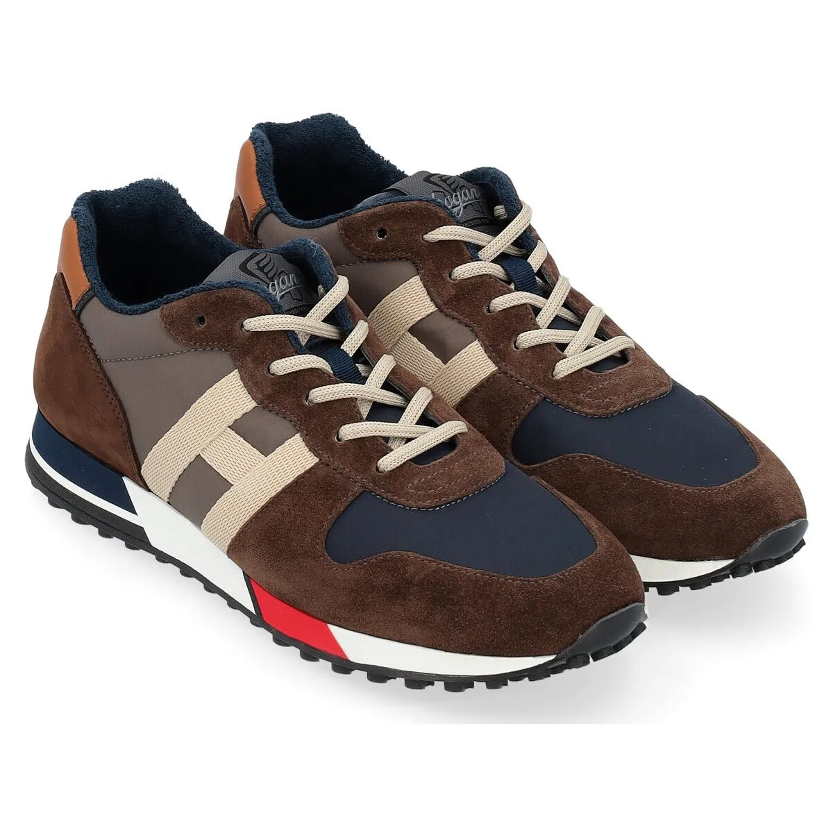 Zapatilla  H383 azul marrón y gris