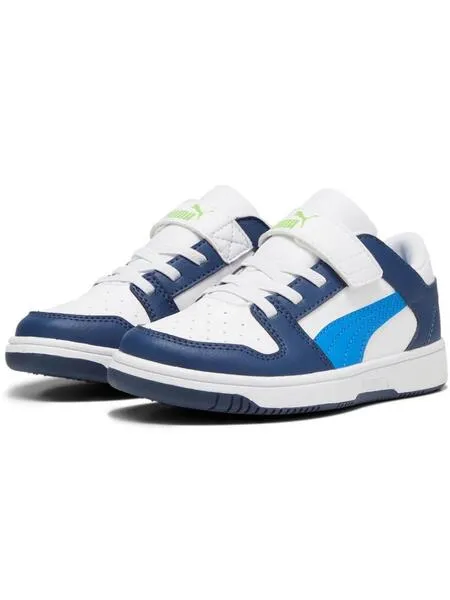 Zapatilla Puma Rebound Layup Bco/Azul Niño