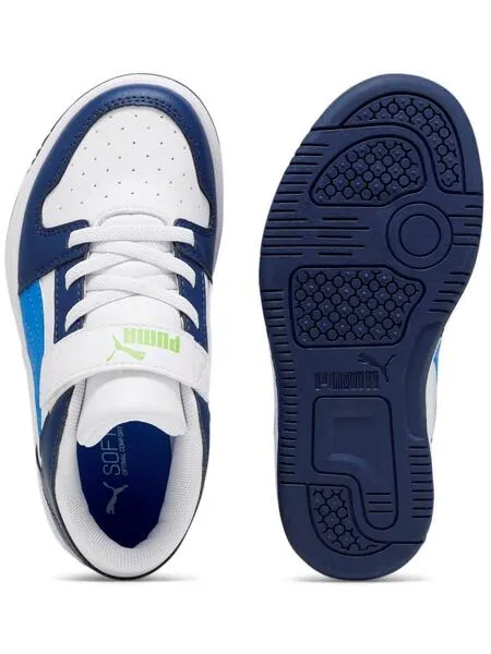 Zapatilla Puma Rebound Layup Bco/Azul Niño