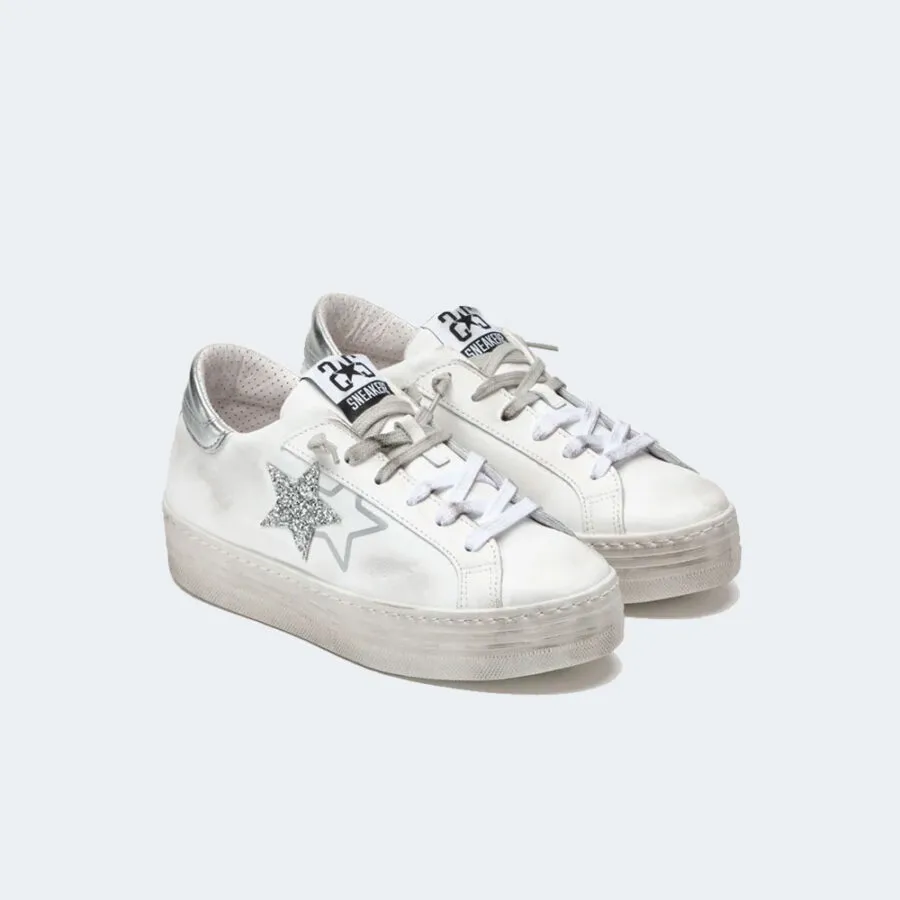 Zapatillas 2STAR SNEAKERS HS PELLE BIANCA DETTAGLI