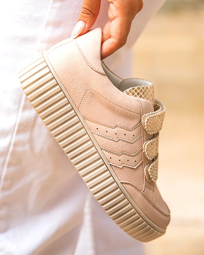 ZAPATILLAS DE MUJER EN COLOR NUDE CON CIERRE DE VELCRO  CL64 PINK
