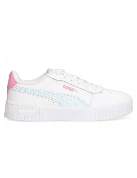 Zapatillas puma carina 2.0 jr blanco rosa de niña.