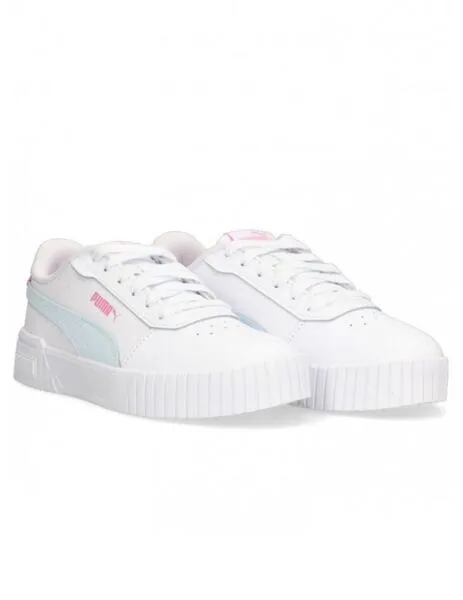 Zapatillas puma carina 2.0 jr blanco rosa de niña.