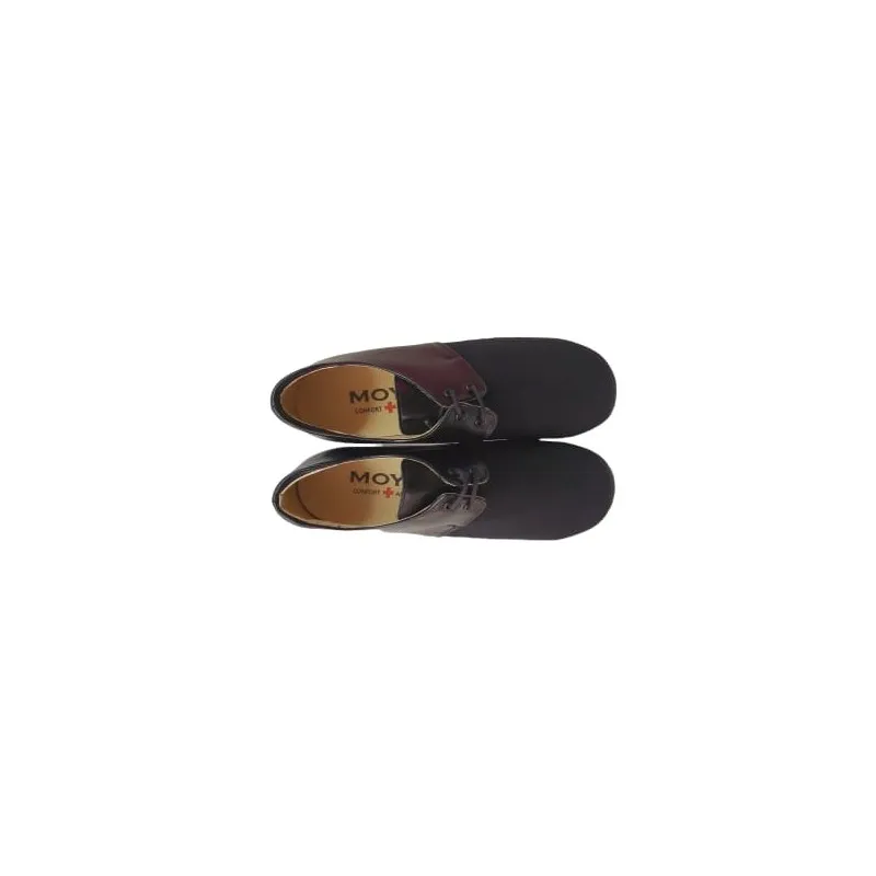 Zapato Confort Piel y Licra Con Cordones Plantilla Extraible.