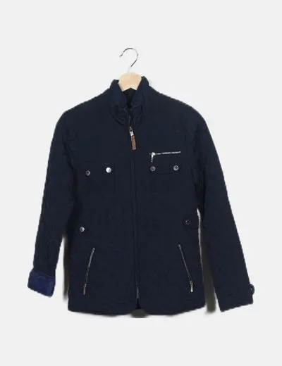 Zara Abrigo azul marino acolchado