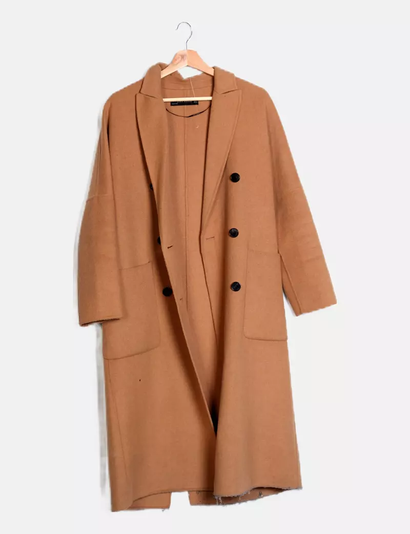 Zara Abrigo de paño marrón