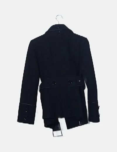Zara Abrigo negro detalle botones