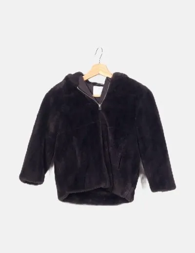 Zara Abrigo negro pelo sintético