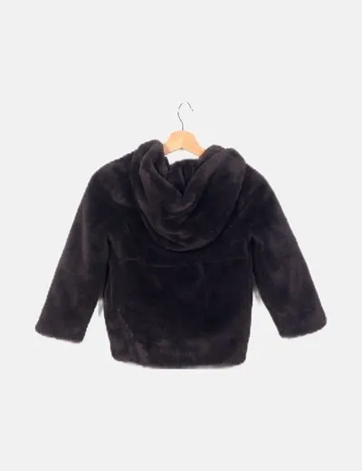 Zara Abrigo negro pelo sintético