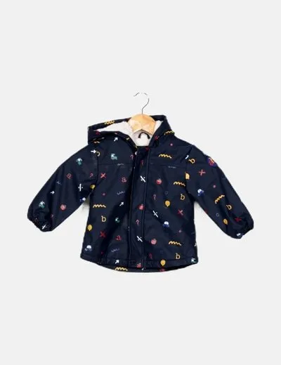 ZY Abrigo impermeable azul estampado