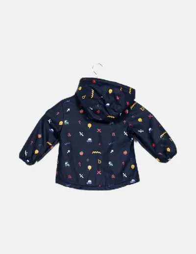 ZY Abrigo impermeable azul estampado